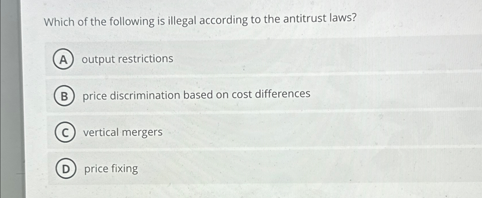 Solved Which of the following is illegal according to the | Chegg.com