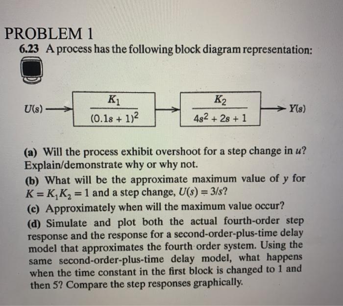 Solved PROBLEM 1 6.23 A process has the following block | Chegg.com