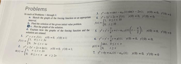 Solved Problems In each of Problems through: Sketch the | Chegg.com