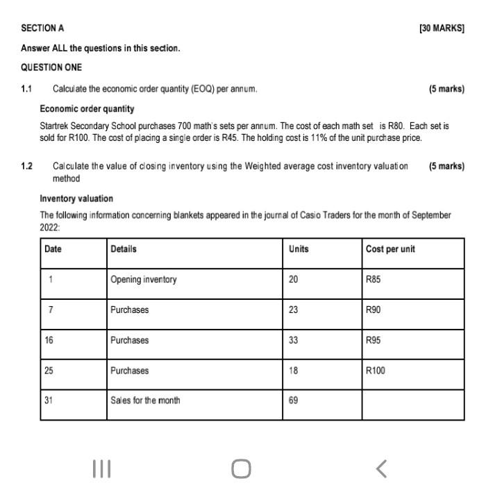 Solved SECTION A [30 MARKS] Answer ALL the questions in this | Chegg.com