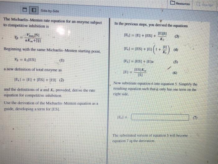 Solved Resources SidebySide The MichaelisMenten rate
