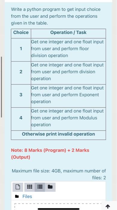 Solved Write a python program to get input choice from the | Chegg.com