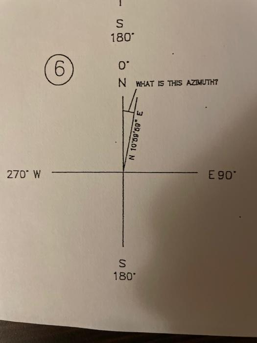 Solved S 180° 6 0 N WHAT IS THIS AZIMUTH? N 10'69'60