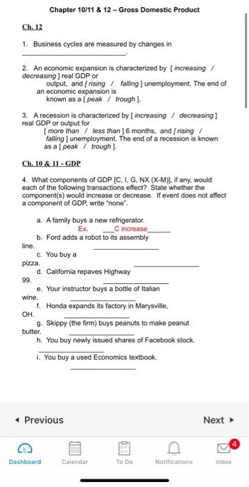 Solved Chapter 10/11 & 12 - Gross Domestic Product Ch. 12 1. | Chegg.com