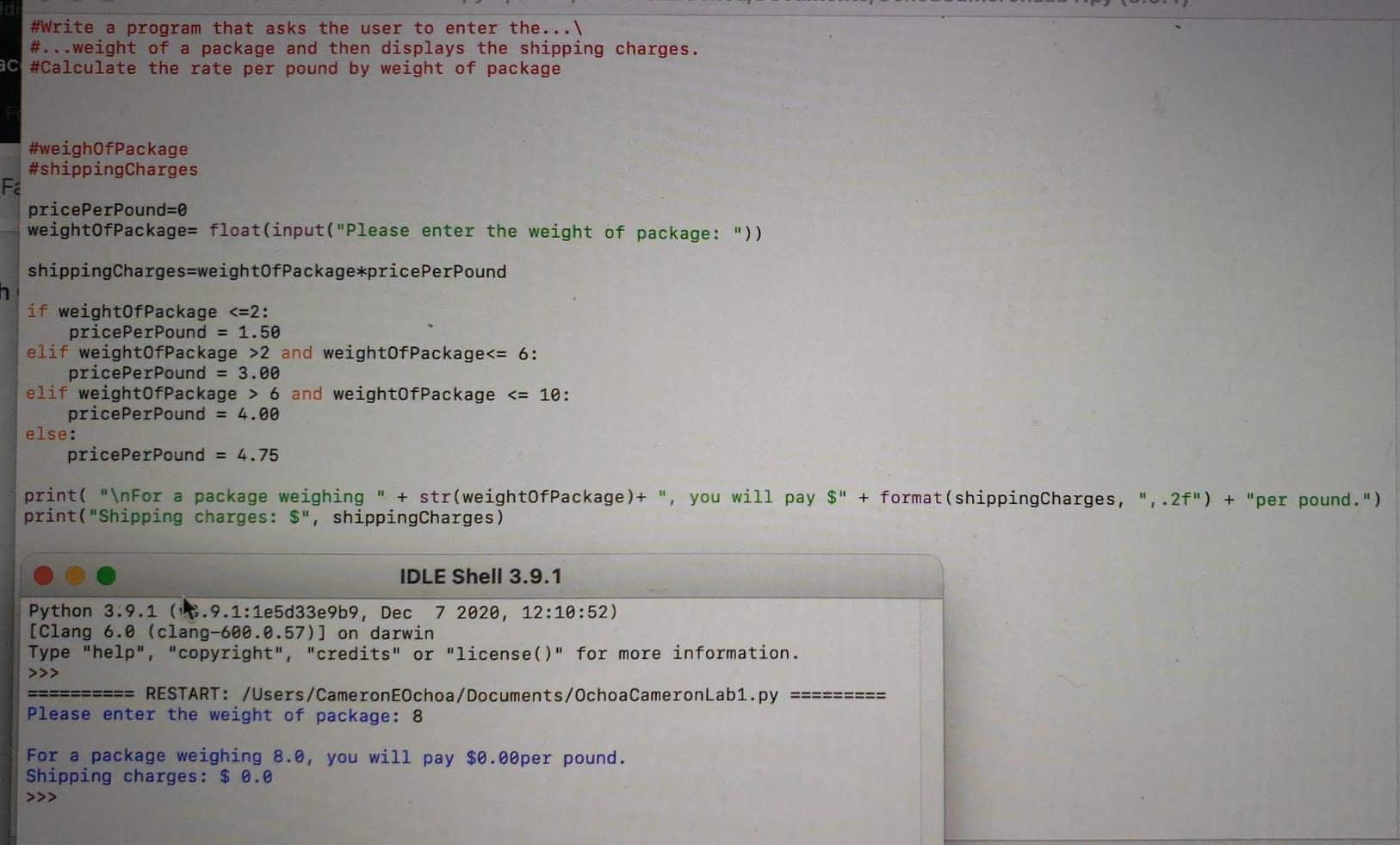 Solved using python, assignment is to find the total | Chegg.com
