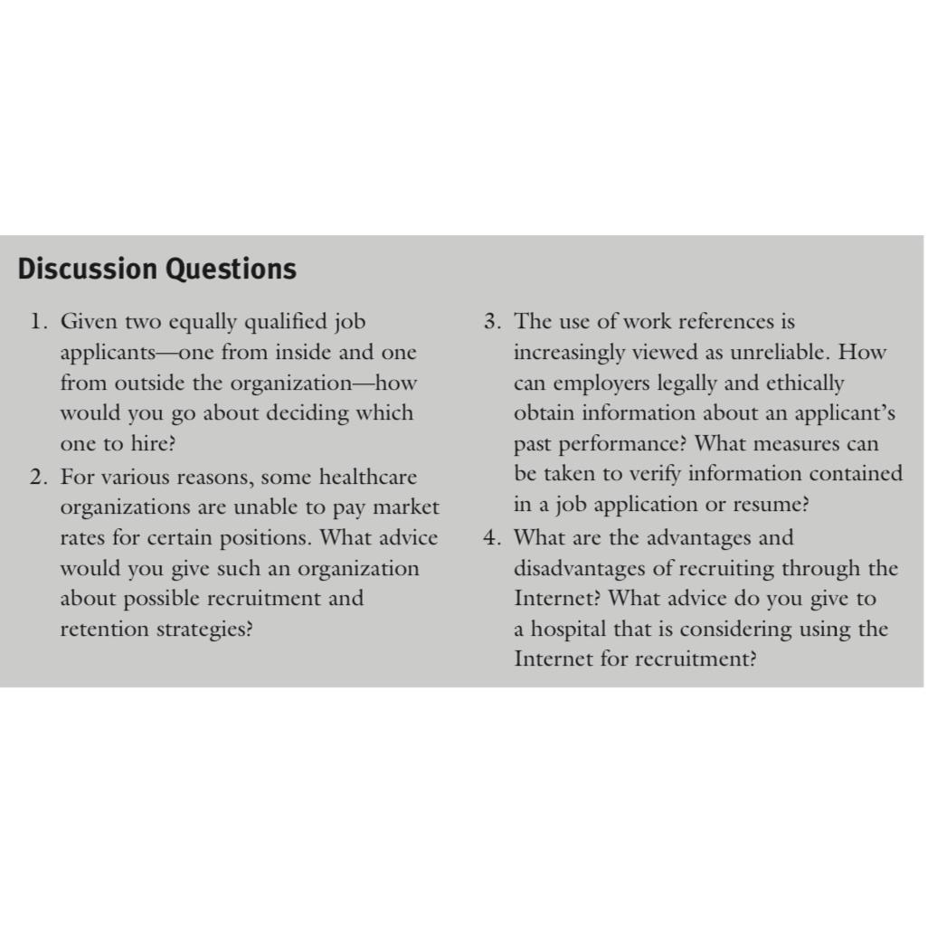 Solved Discussion QuestionsGiven two equally qualified job | Chegg.com