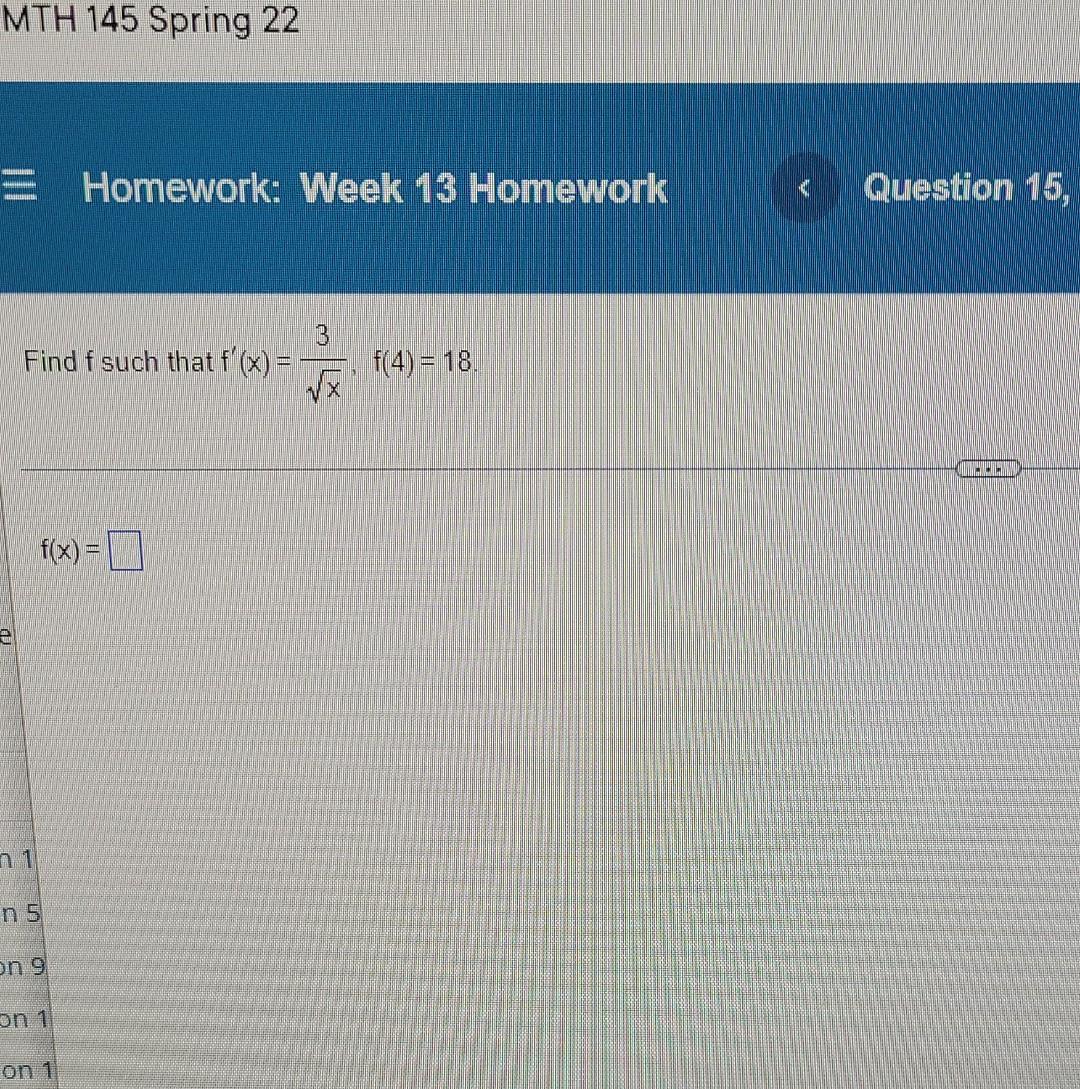 Solved MTH 145 Spring 22 E Homework: Week 13 Homework