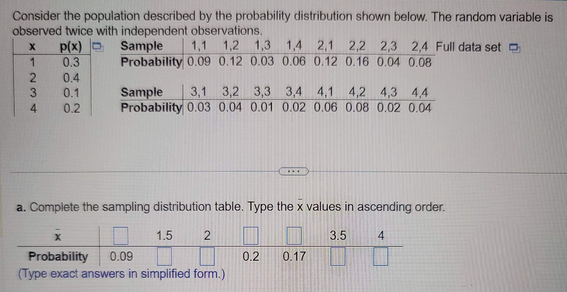 Solved Question: Consider the population described by the | Chegg.com