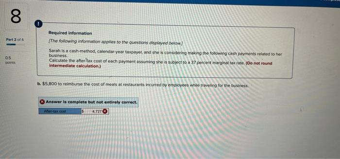 Solved 00 8 Part 2 of 4 Required information The following | Chegg.com