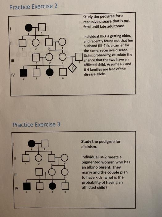 Solved Practice Exercise 2 Study the pedigree for a | Chegg.com