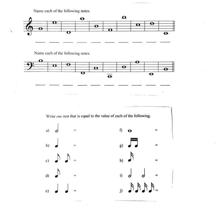Name each of the following notes. Name each of the | Chegg.com