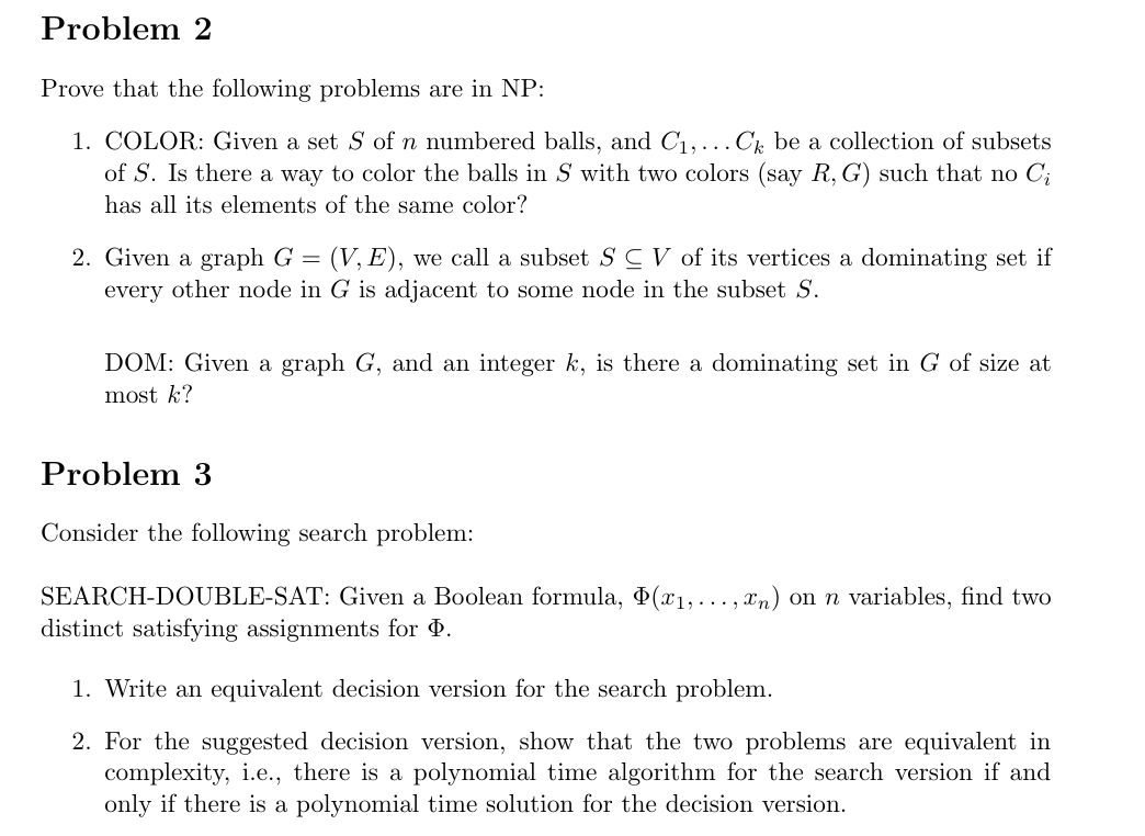 Solved Problem 2Prove that the following problems are in | Chegg.com