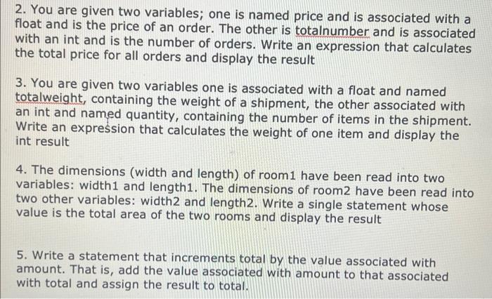 Solved 2. You are given two variables; one is named price | Chegg.com
