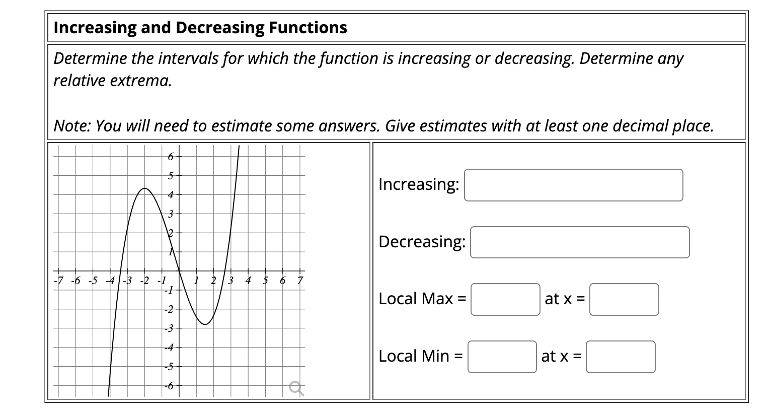 Solved Increasing and Decreasing FunctionsDetermine the | Chegg.com