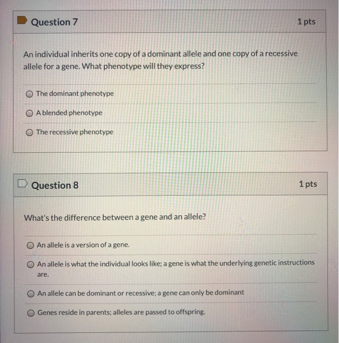 Solved Question 7 1 pts An individual inherits one copy of a | Chegg.com