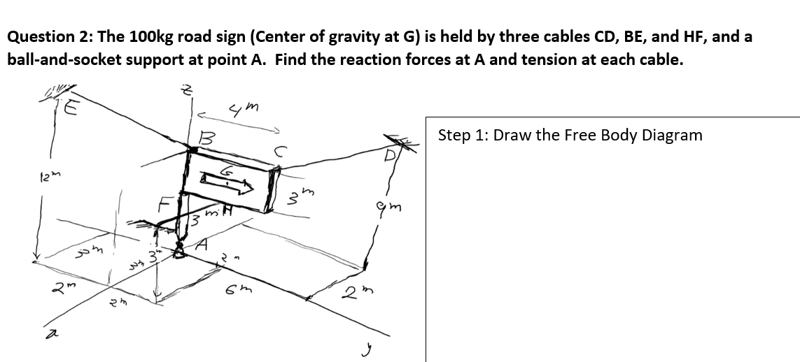 Question 2: The 100kg road sign (Center of gravity at | Chegg.com