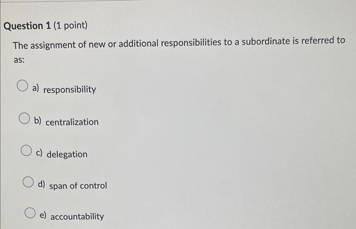 assignment of additional responsibilities to a subordinate is referred to as