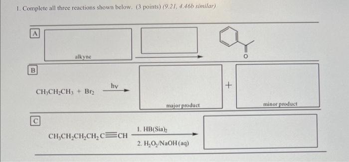 Solved 1. Complete all three reactions shown below. (3 | Chegg.com