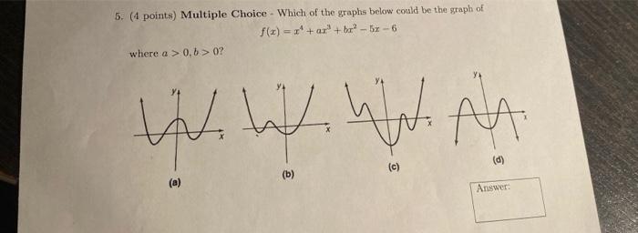 Solved 5. (4 points) Multiple Choice - Which of the graphs | Chegg.com