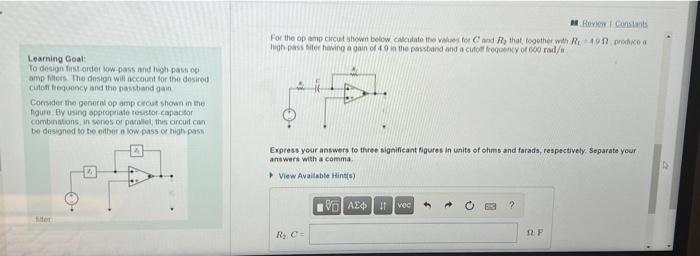 Solved Learning Goal: To Design First-order Low-pass And | Chegg.com