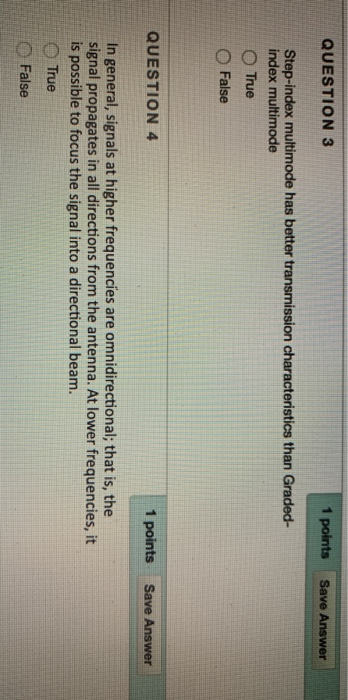 Solved QUESTION 3 1 points Save Answer Step-index multimode | Chegg.com