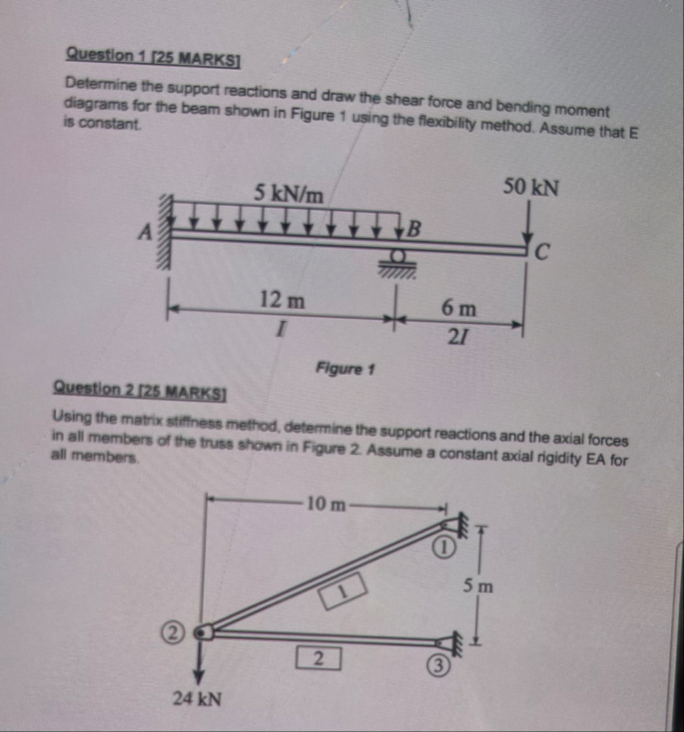 Question 1 [25 ﻿MARKS]Determine the support reactions | Chegg.com