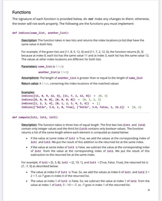 Solved Functions The signature of each function is provided | Chegg.com