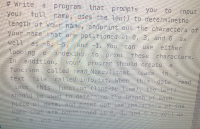 Solved # Write a program that prompts you to input your full | Chegg.com