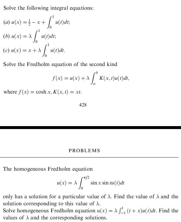 Integral Problem Solving Solved Solve the following integral equations: (a) | Chegg.com