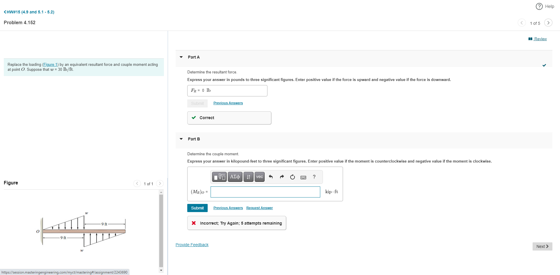 Loading Figure Worksheet Solved Problem 4.152Replace the loading (Figure 1) by an | Chegg.com