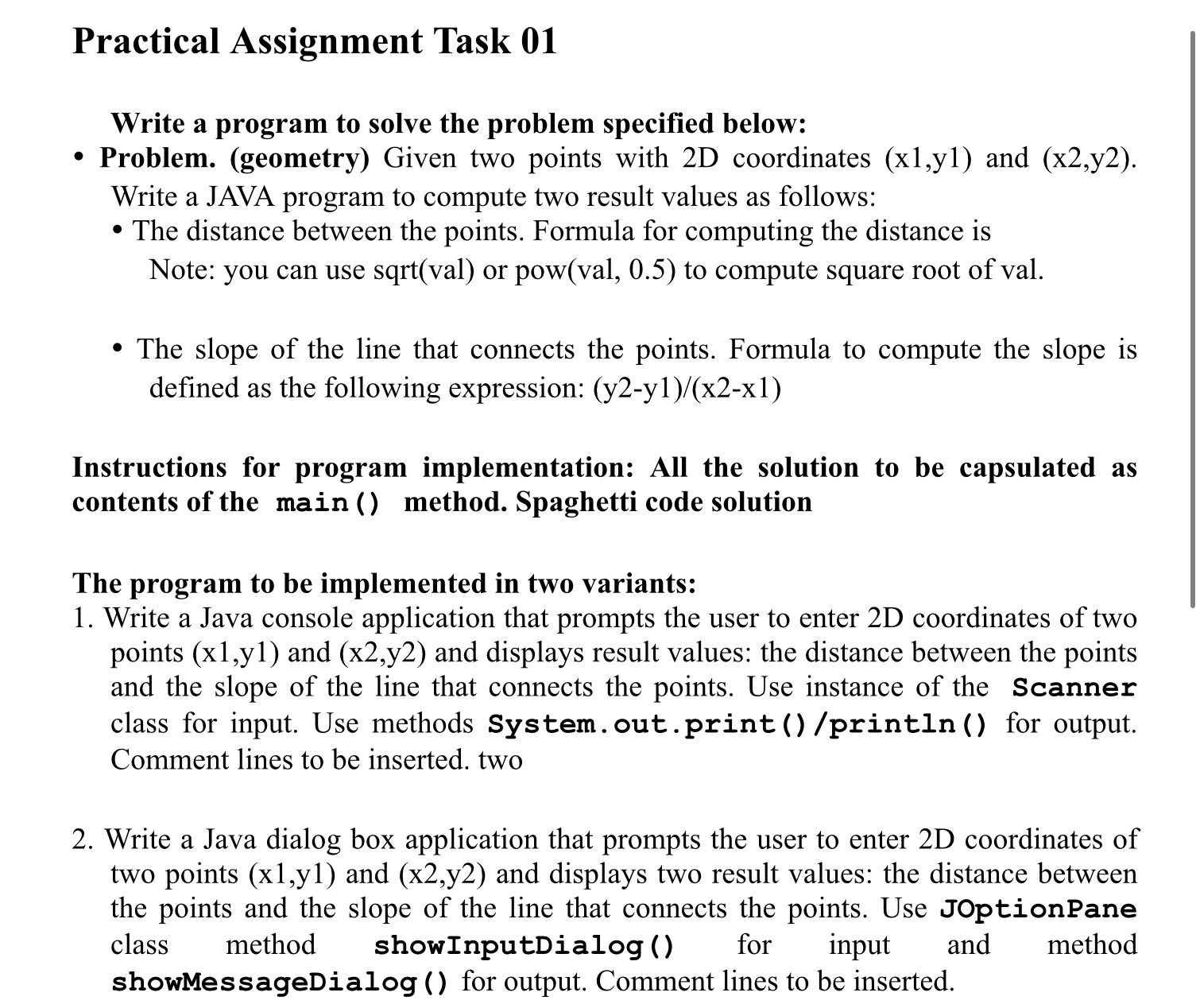 Solved Practical Assignment Task 01Write a program to solve | Chegg.com