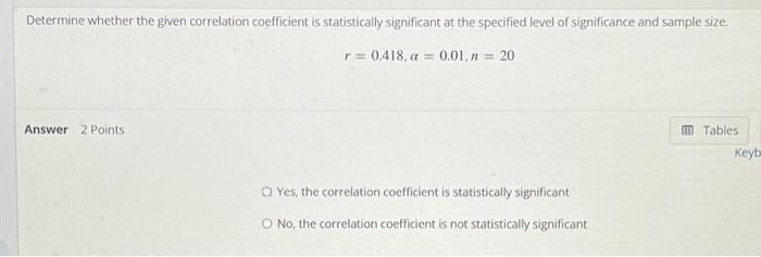 Solved Determine whether the given correlation coefficient | Chegg.com