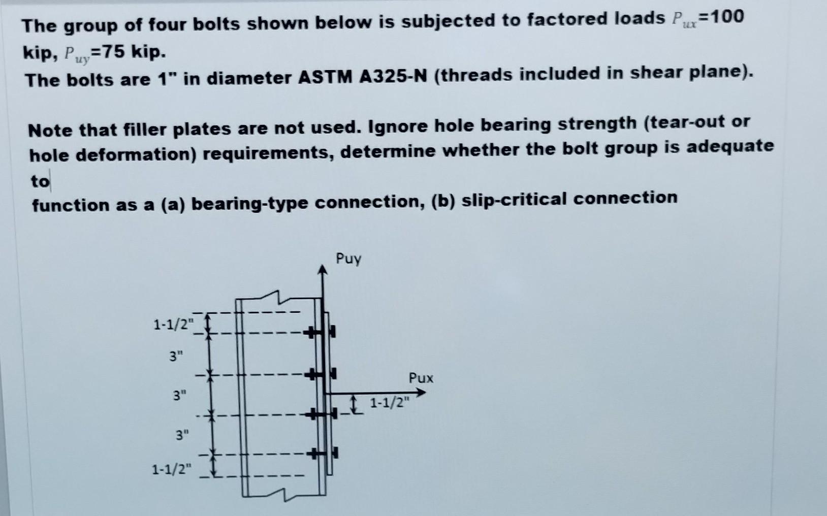 Solved The group of four bolts shown below is subjected to