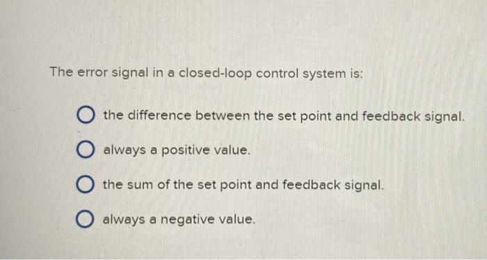 Solved The error signal in a closed-loop control system is: | Chegg.com