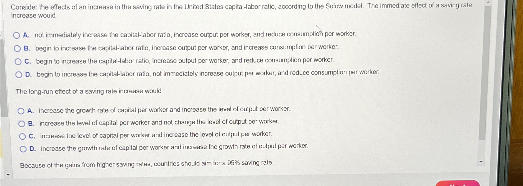 Solved Consider the effects of an increase in the saving | Chegg.com