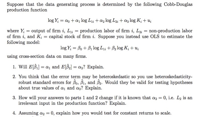 Solved Suppose that the data generating process is | Chegg.com