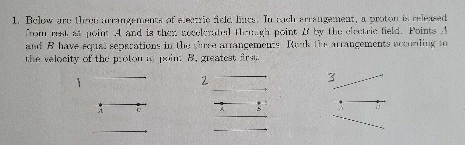 Solved 1. Below are three arrangements of electric field | Chegg.com