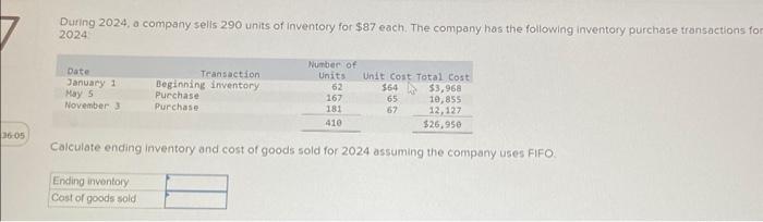 Solved Duting 2024 A Company Selis 290 Units Of Inventory Chegg Com   Image