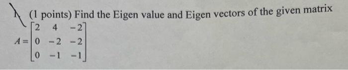 Solved (1 points) Find the Eigen value and Eigen vectors of | Chegg.com