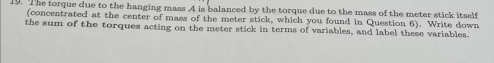 Solved The torque due to the hanging mass A ﻿is balanced by | Chegg.com