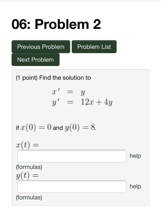 Solved 06: Problem 2 Previous Problem Problem List Next | Chegg.com