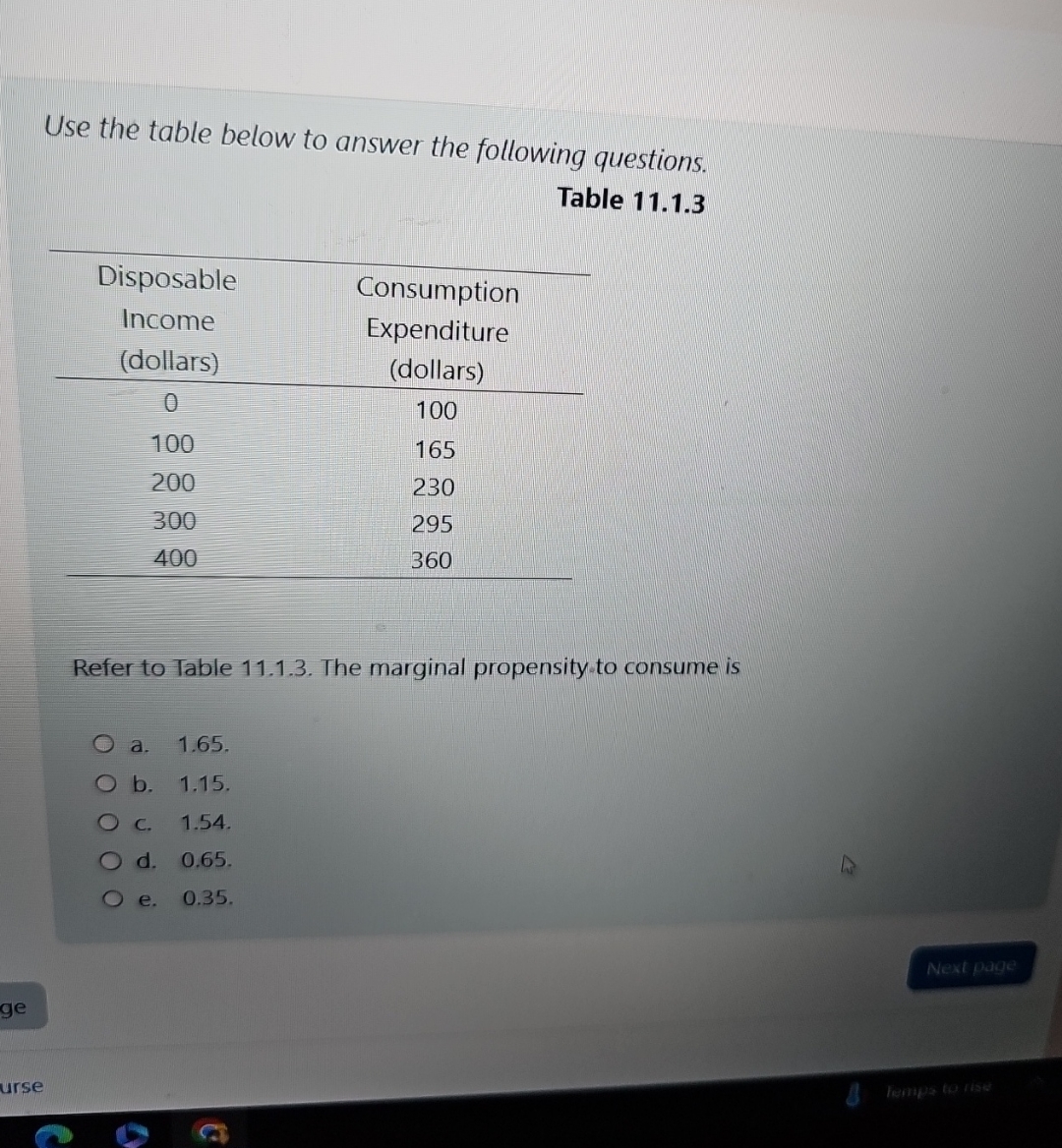 Solved Use the table below to answer the following | Chegg.com