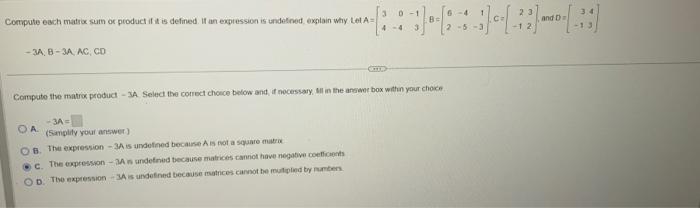Solved −3 A, B−3 A,AC,CD A. −3A=7 (5implify your answer) 6. | Chegg.com