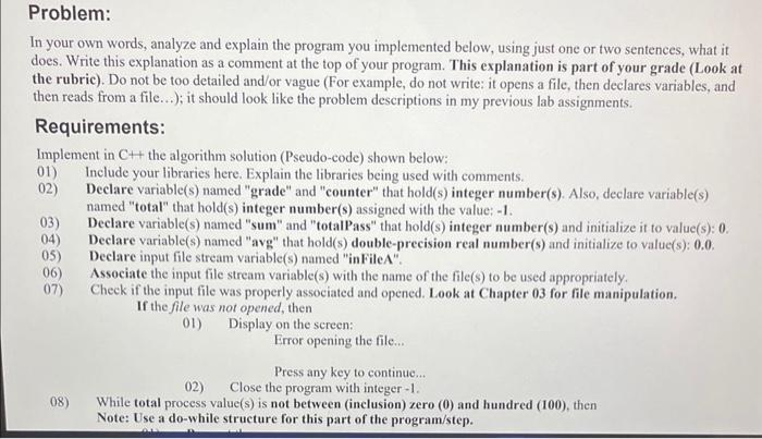 In your own words, analyze and explain the program | Chegg.com