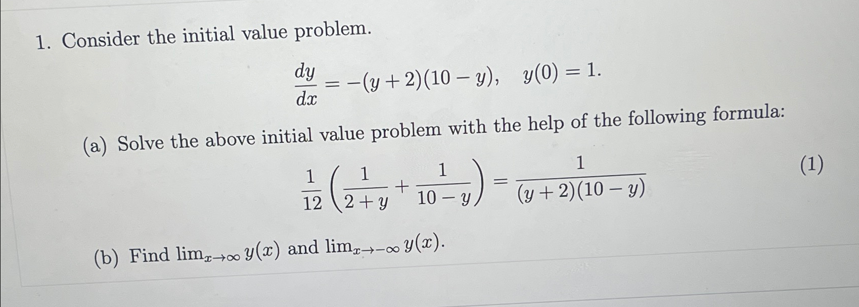 Solved Consider the initial value | Chegg.com