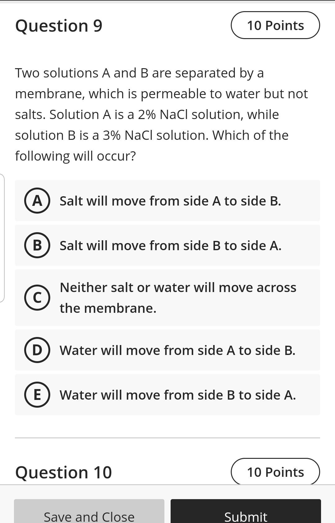 Solved Question 9 10 Points Two Solutions A And B Are | Chegg.com