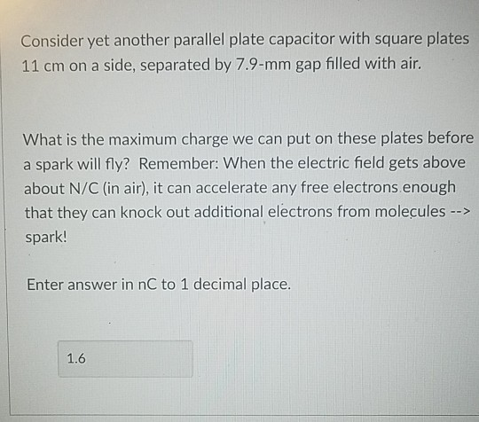 Solved Consider yet another parallel plate capacitor with | Chegg.com