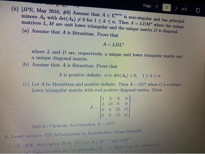 Orb Pb R 3 Quadratic Forms Spd Cholesky Decomp Chegg Com