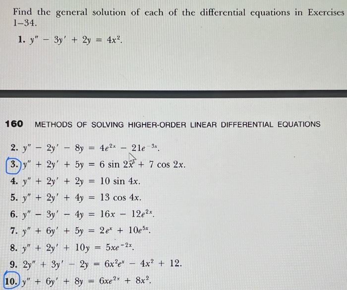 Solved Find the general solution of each of the differential | Chegg.com