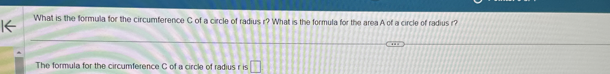 formula of circumference of a circle of radius r is